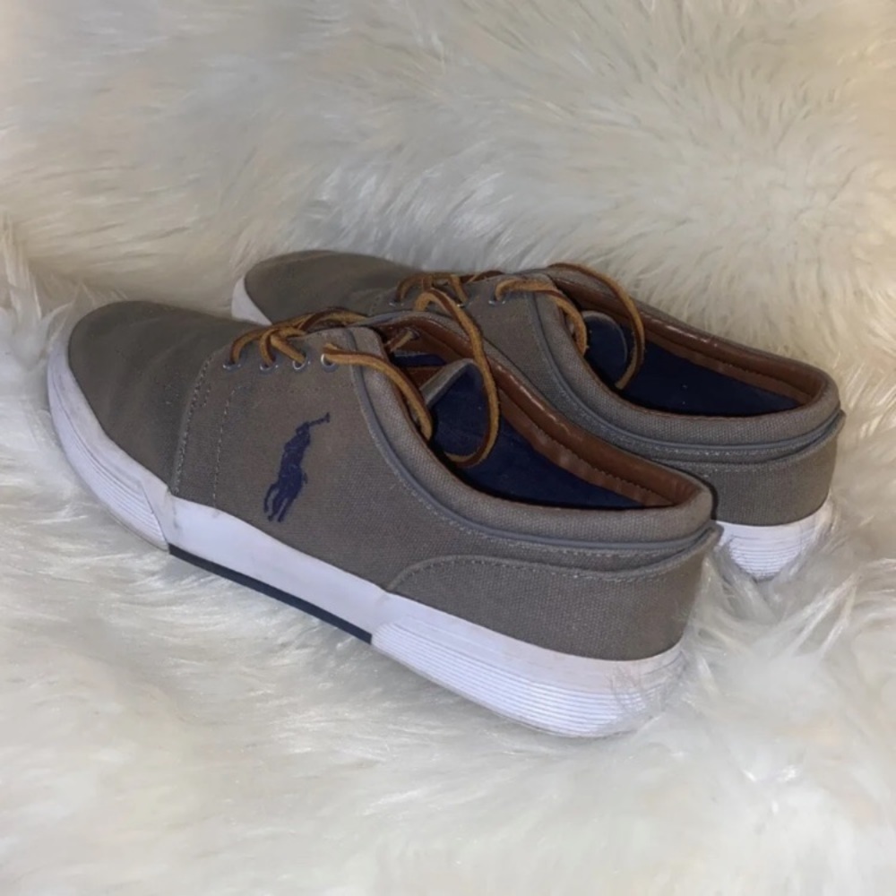 Polo Ralph Lauren Faxon Low Gray Canvas Sneakers Embroidered Pony Men’s Sz 10 D - Picture 4 of 12